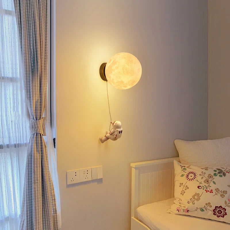 Lumibubs Astronaut Moon Wall Lamp — 3D Printed Space Light for Kids Bedroom