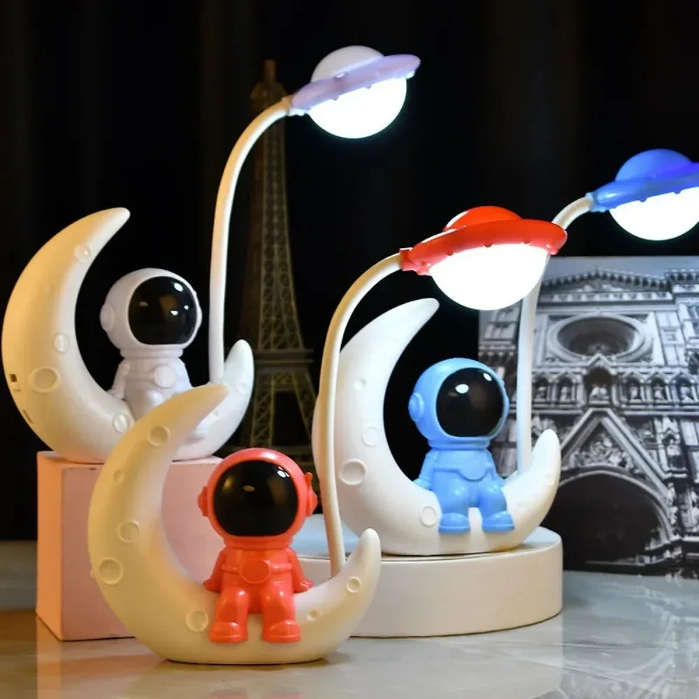 Lumibubs Astronaut Moon Desk Lamp — LED Study Light & Night Light for Kids Bedroom