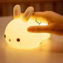 Lumibubs Rainbow Bunny Night Light — 7 Colour RGB Silicone Touch Lamp for Babies & Kids